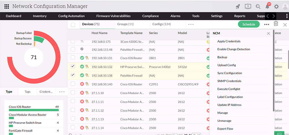 Network Backup Solutions - ManageEngine Network Configuration Manager