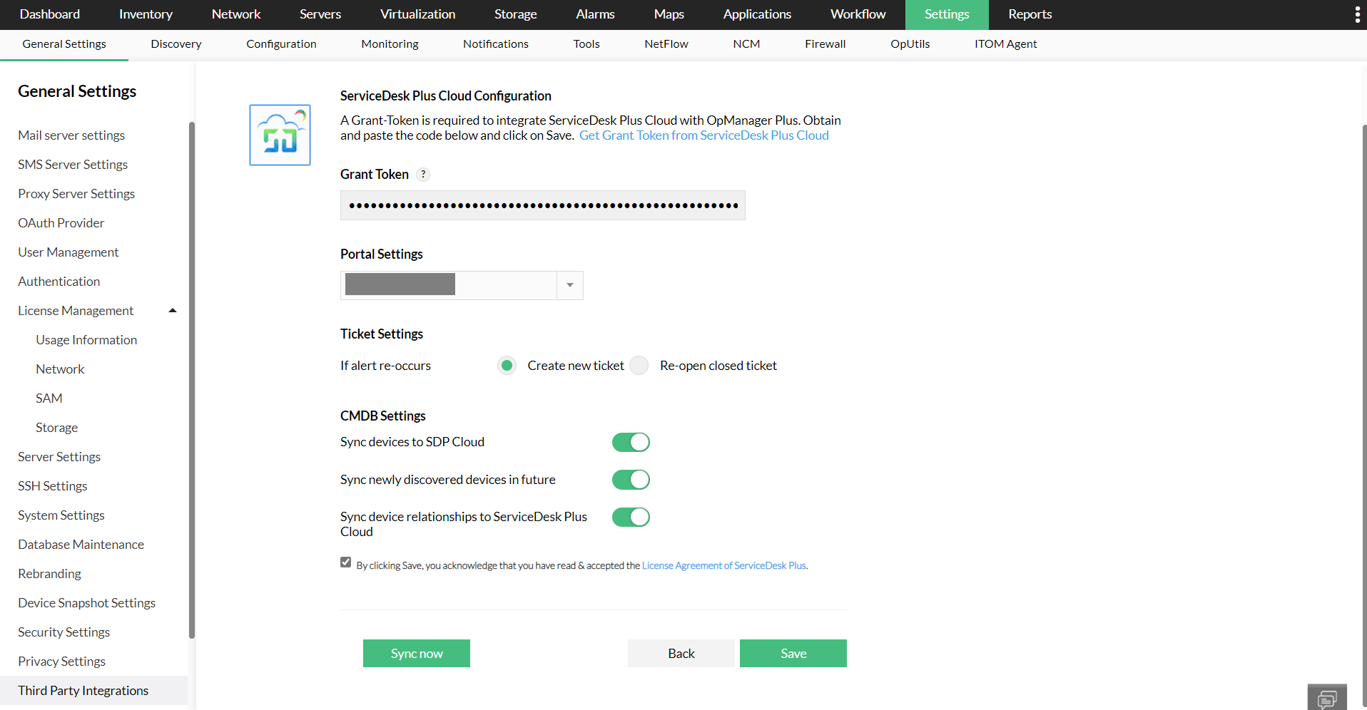 Integrating OpManager with ServiceDesk Plus Cloud