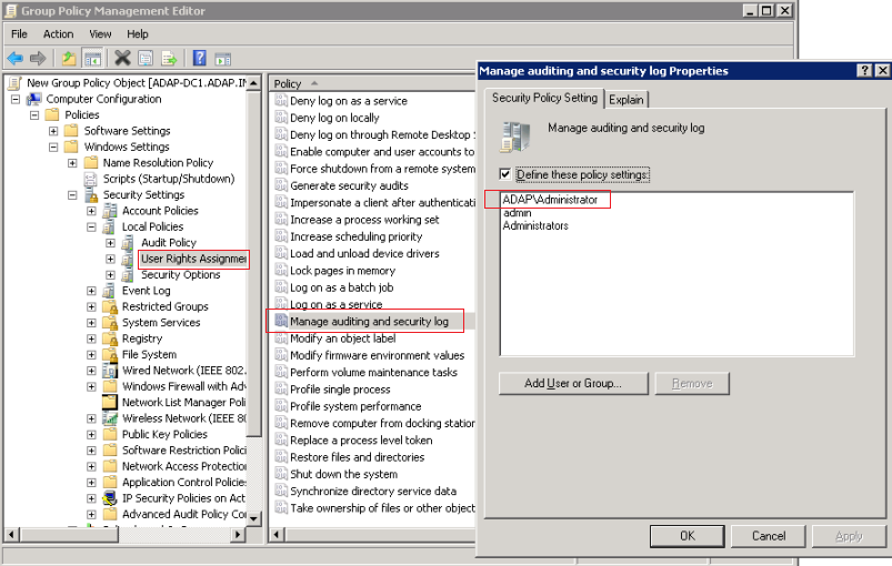 Manage 'Auditing and Security Log' Privilege