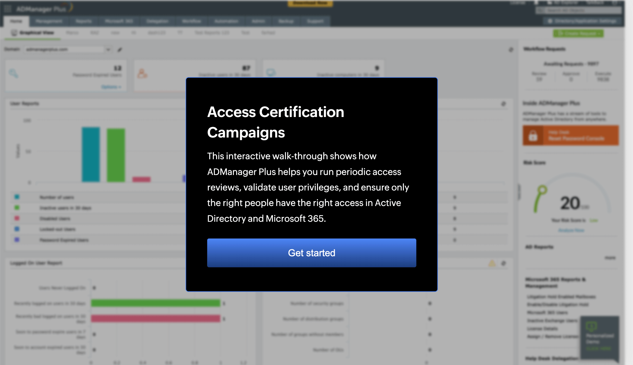 Access certification campaign in ADManager Plus