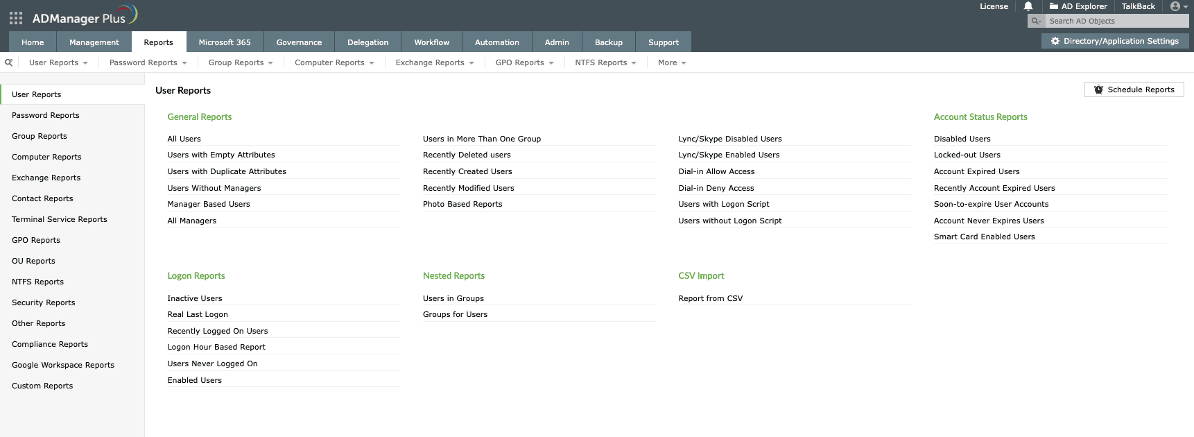 ADManager Plus Logon Reports