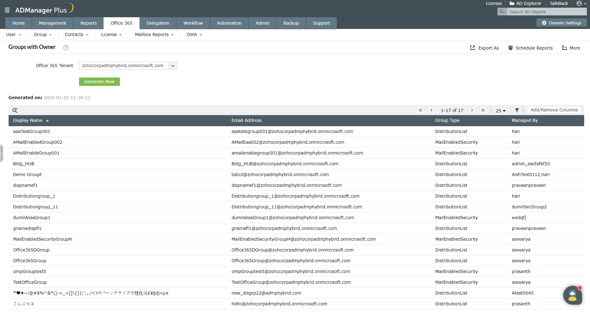 List all the Microsoft 365 group owners