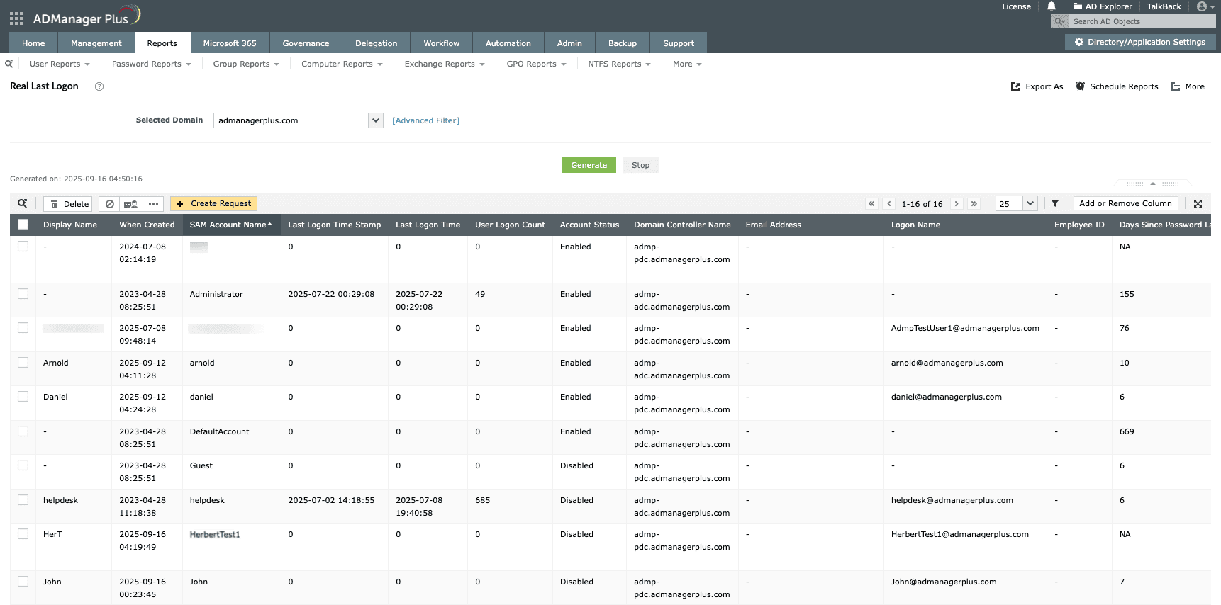 Real Last Logon report