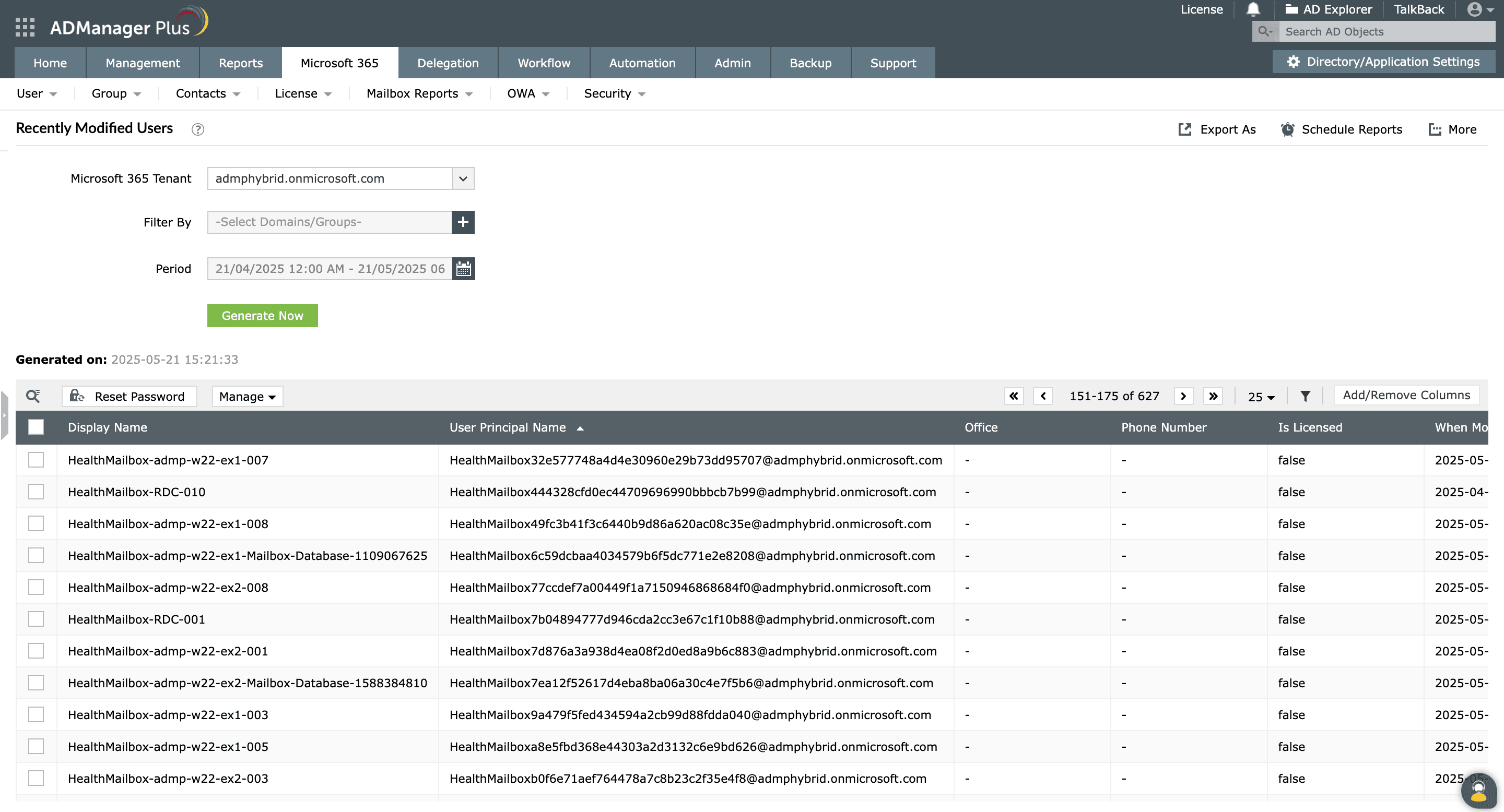 Recently Modified Users report