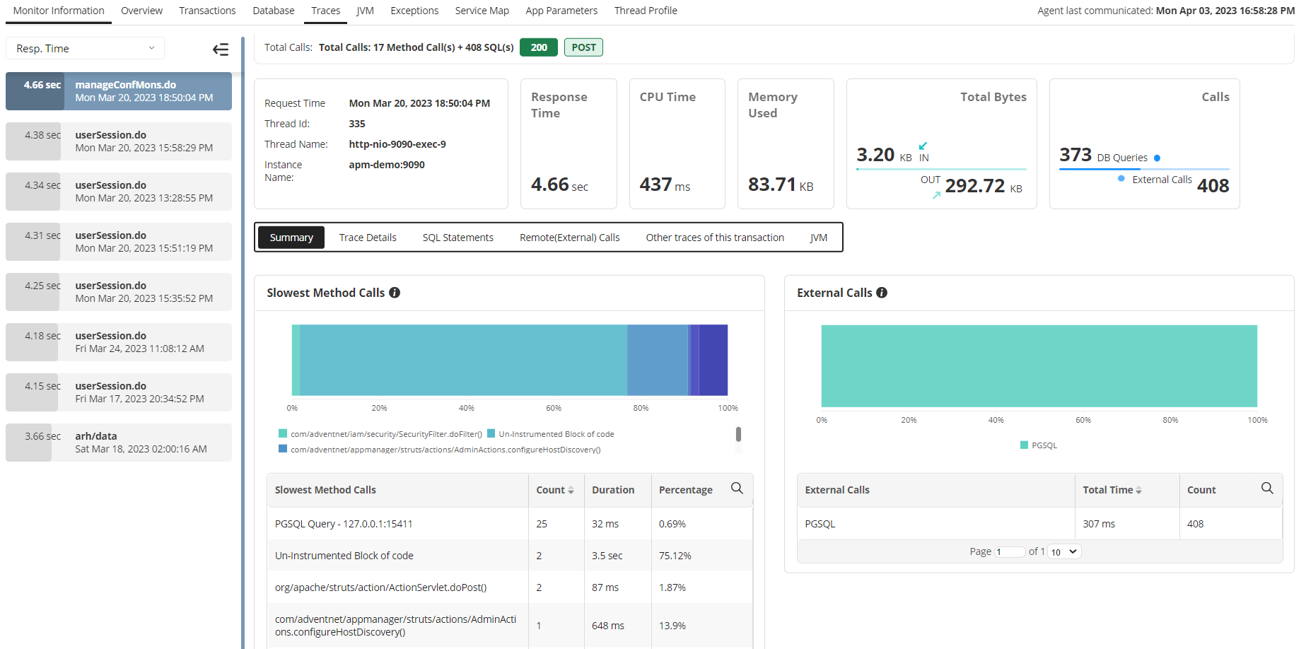 Java web transaction monitoring agent - APM Insight