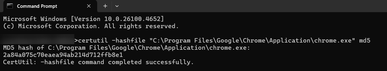 MD5 Hash Generation for Block exe