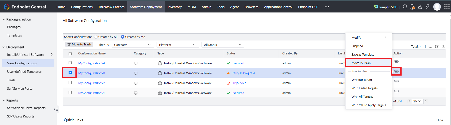 Move to Trash Navigation