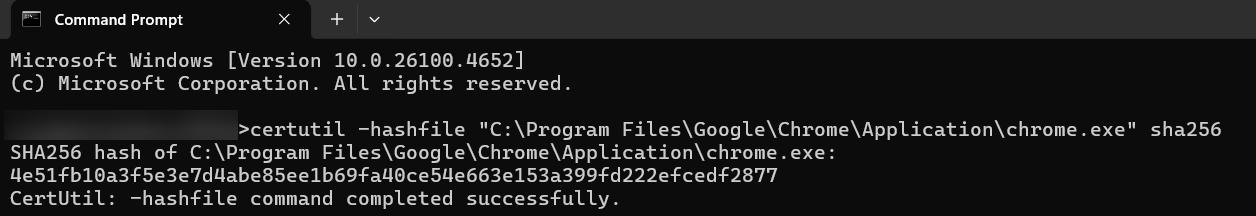 SHA256 Hash Generation for Block exe