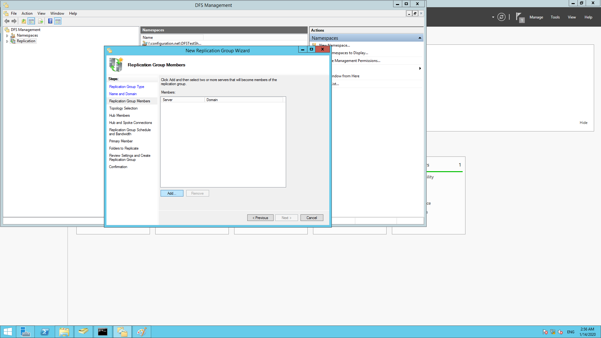 Adding the servers to the replication group