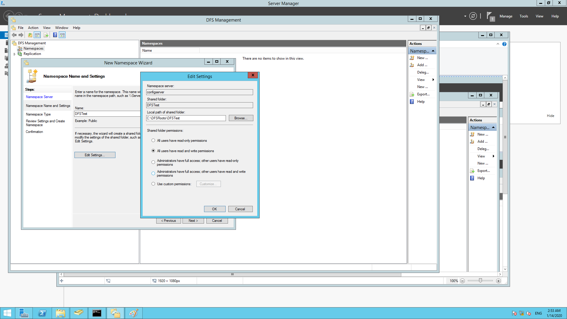 Editing the local path of the shared folder