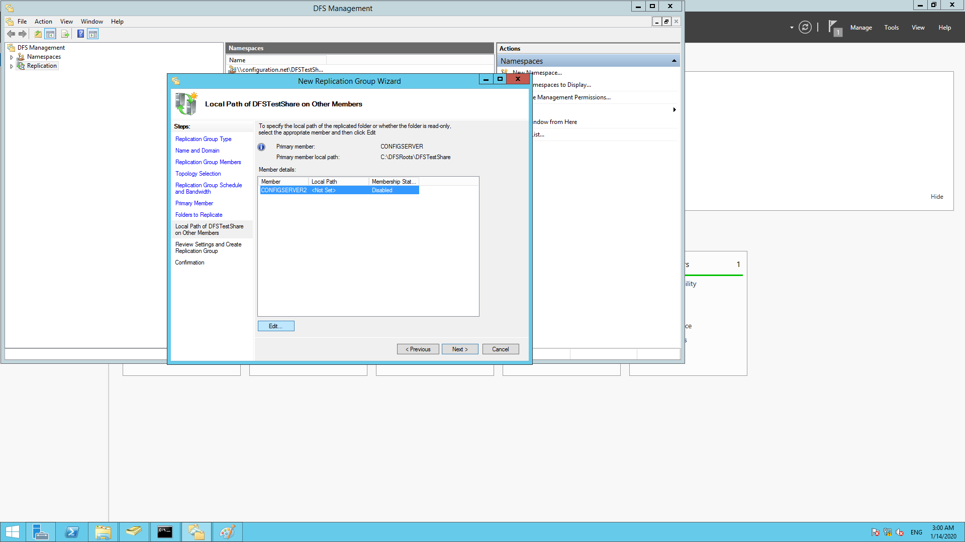 Selecting the servers to enable them for replicating.