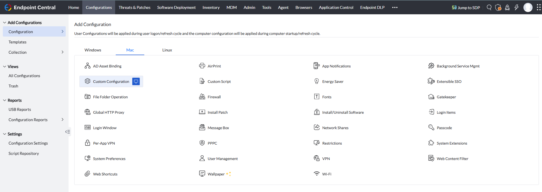 Mac Custom Configuration Navigation