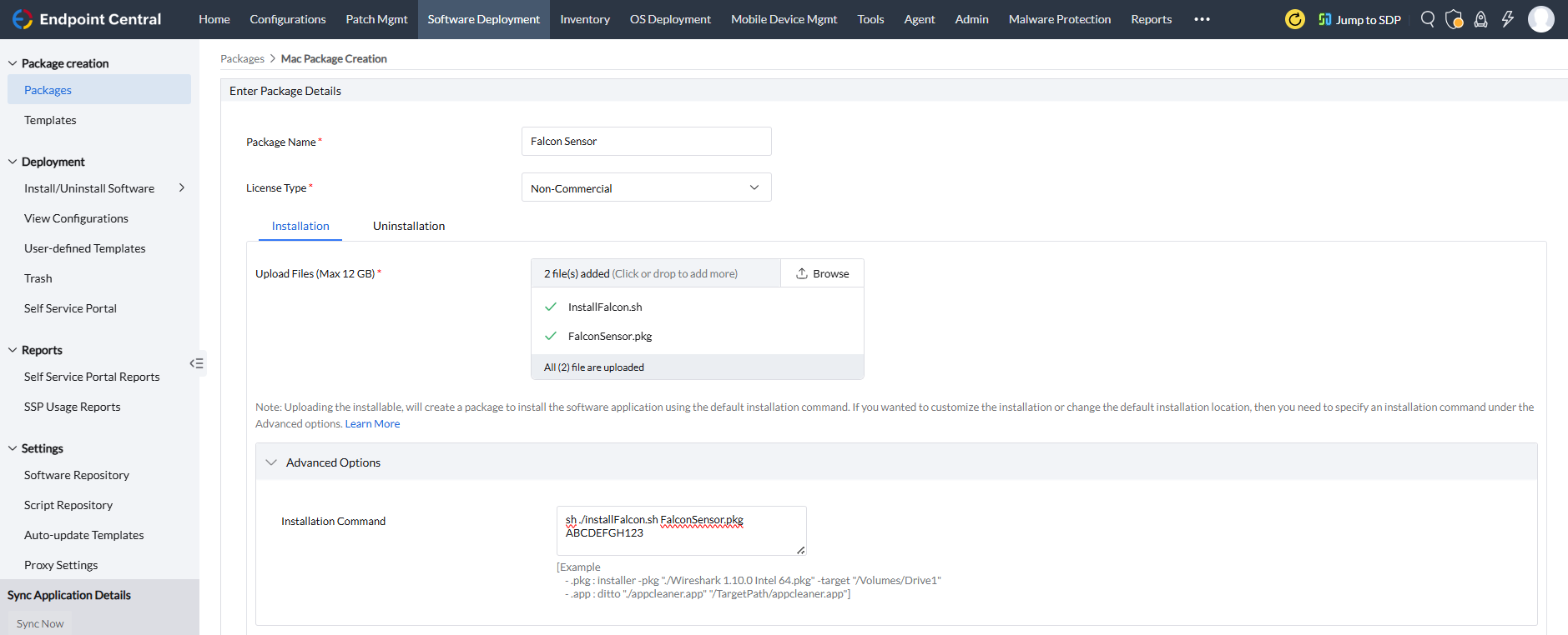 CrowdStrike Falcon Sensor agent Software Package Creation