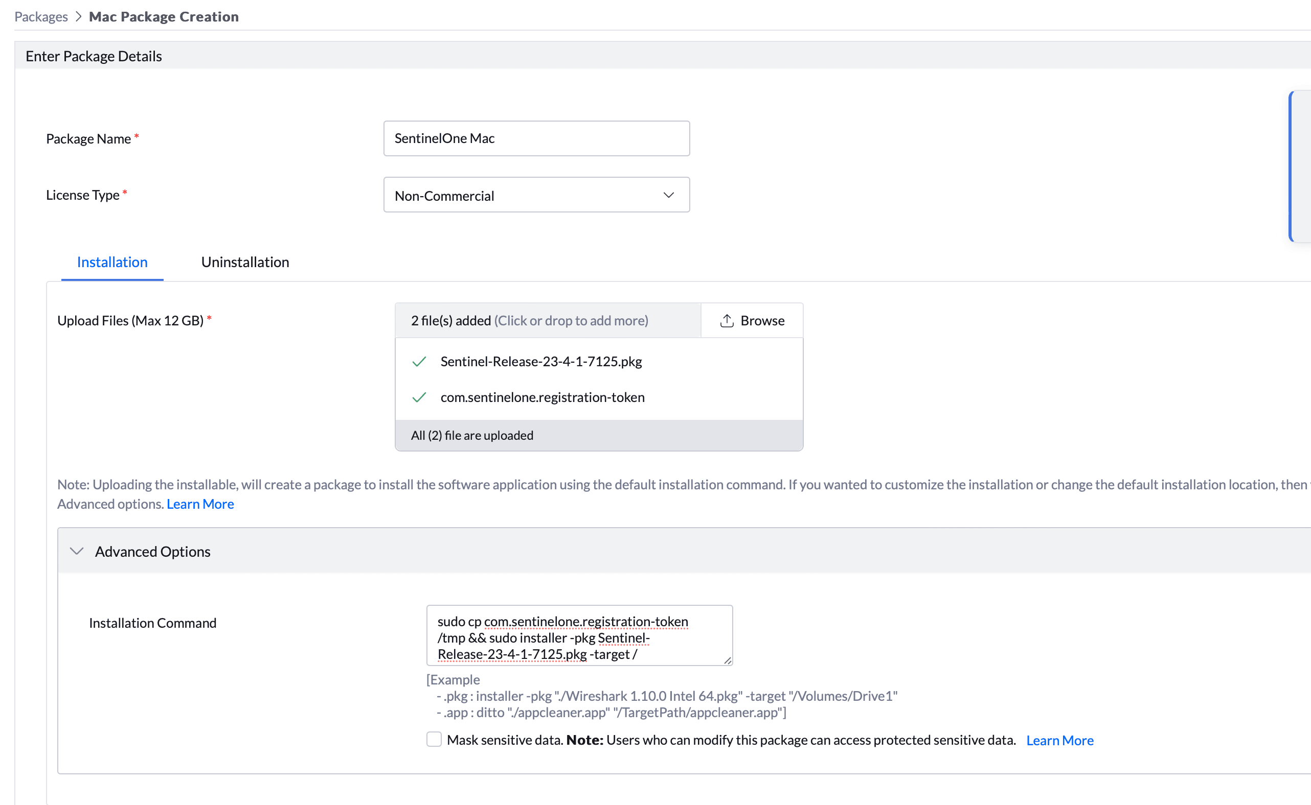 SentinelOne Software Package Creation