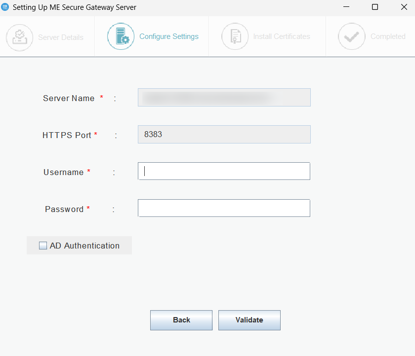 Secure Gateway Server user Authentication