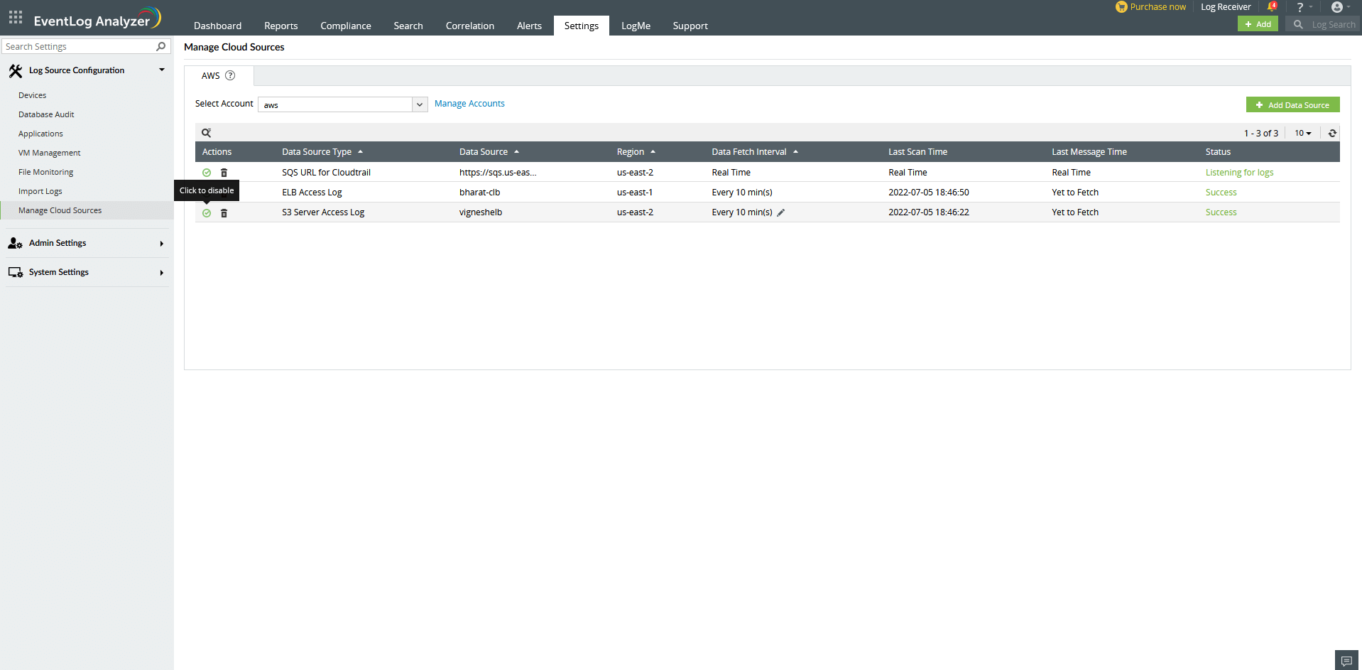 Manage Cloud Sources