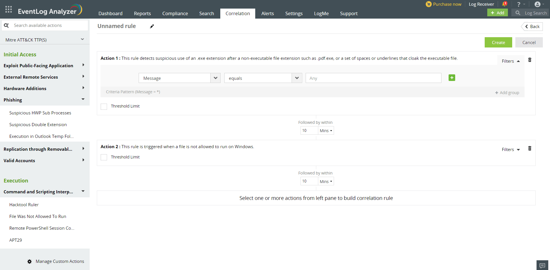 MITRE Correlation Actions