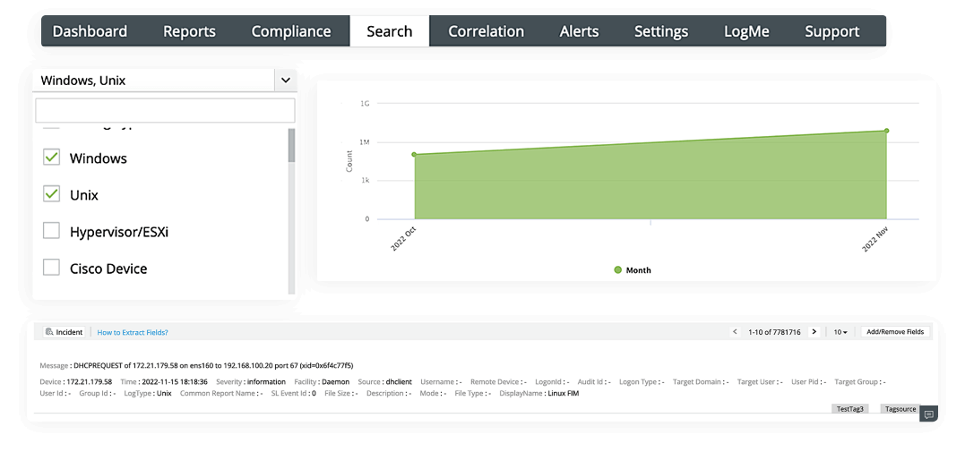 Conduct log forensic analysis using a powerful log search