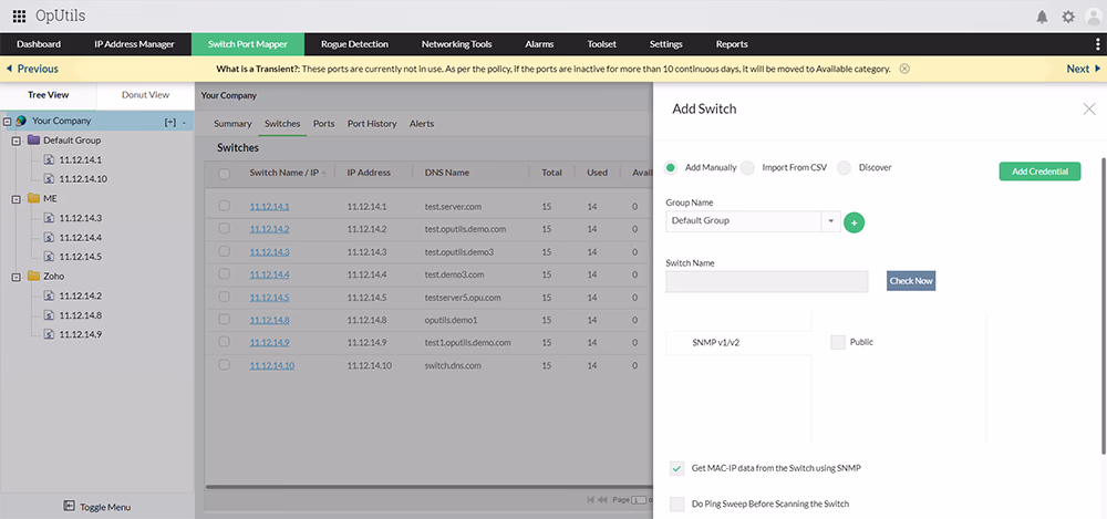 Switch Port Mapper Tool - ManageEngine OpUtils