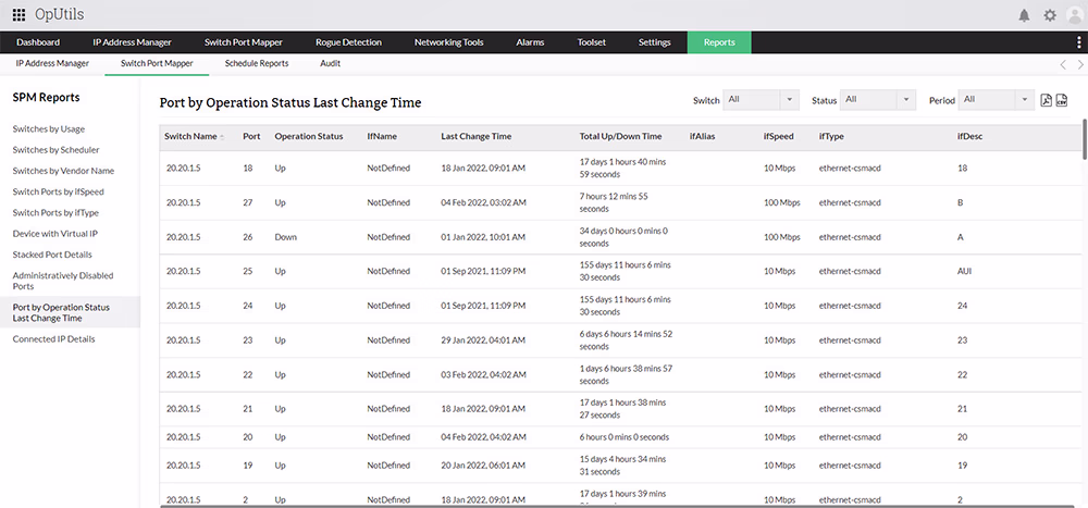 Manage Switch Ports - ManageEngine OpUtils