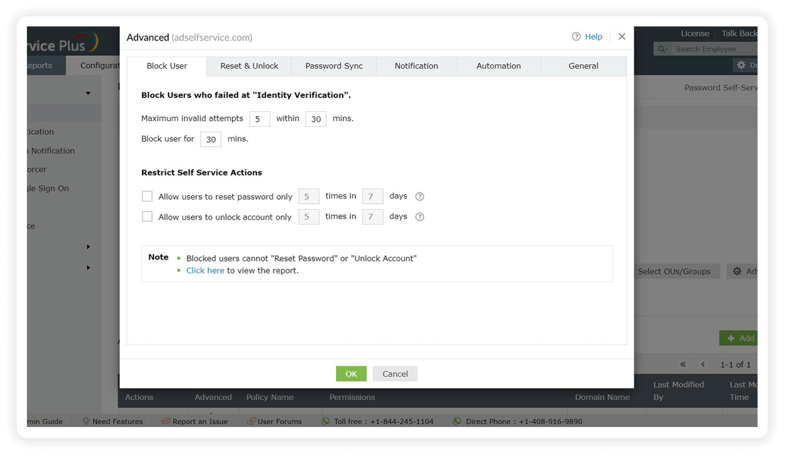 Access the Policy Configuration controls in ADSelfService Plus to comply with NIST.