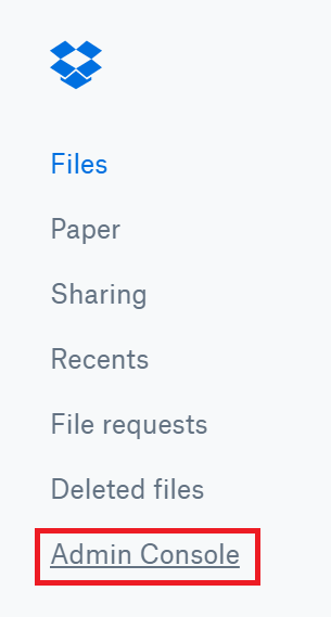 Dropbox-admin-console-configuration