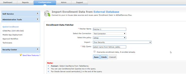 Fetcher configuration