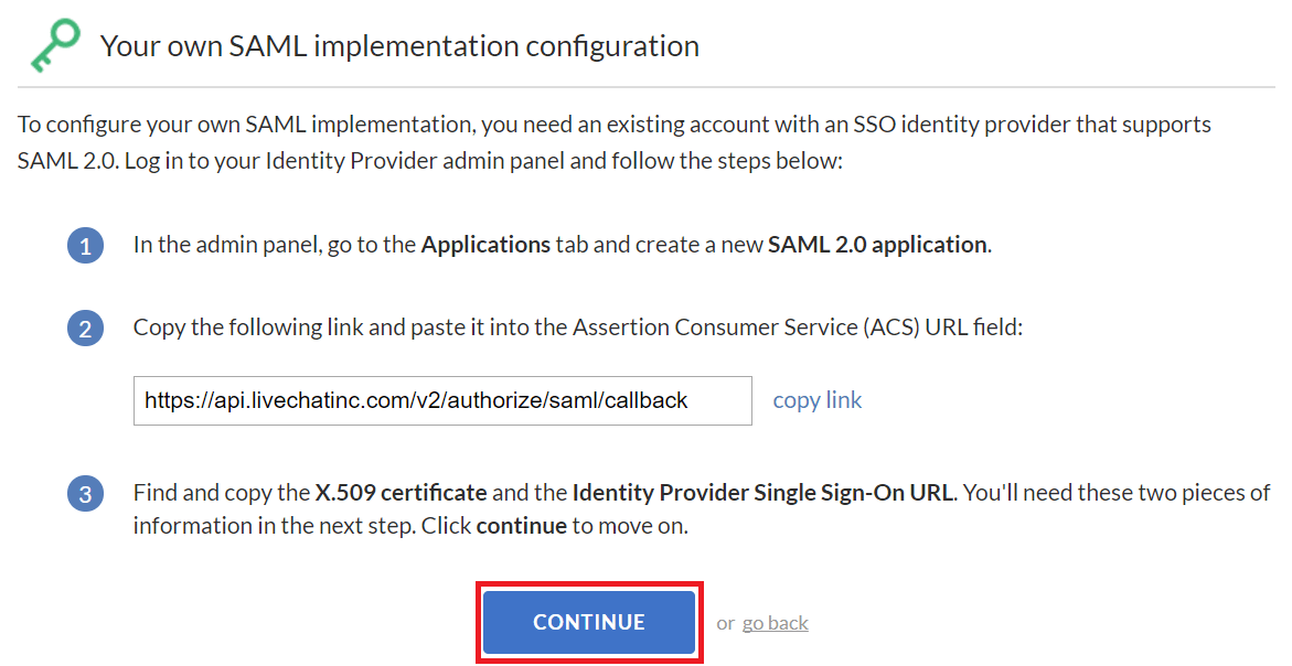 livechat-saml-implementation