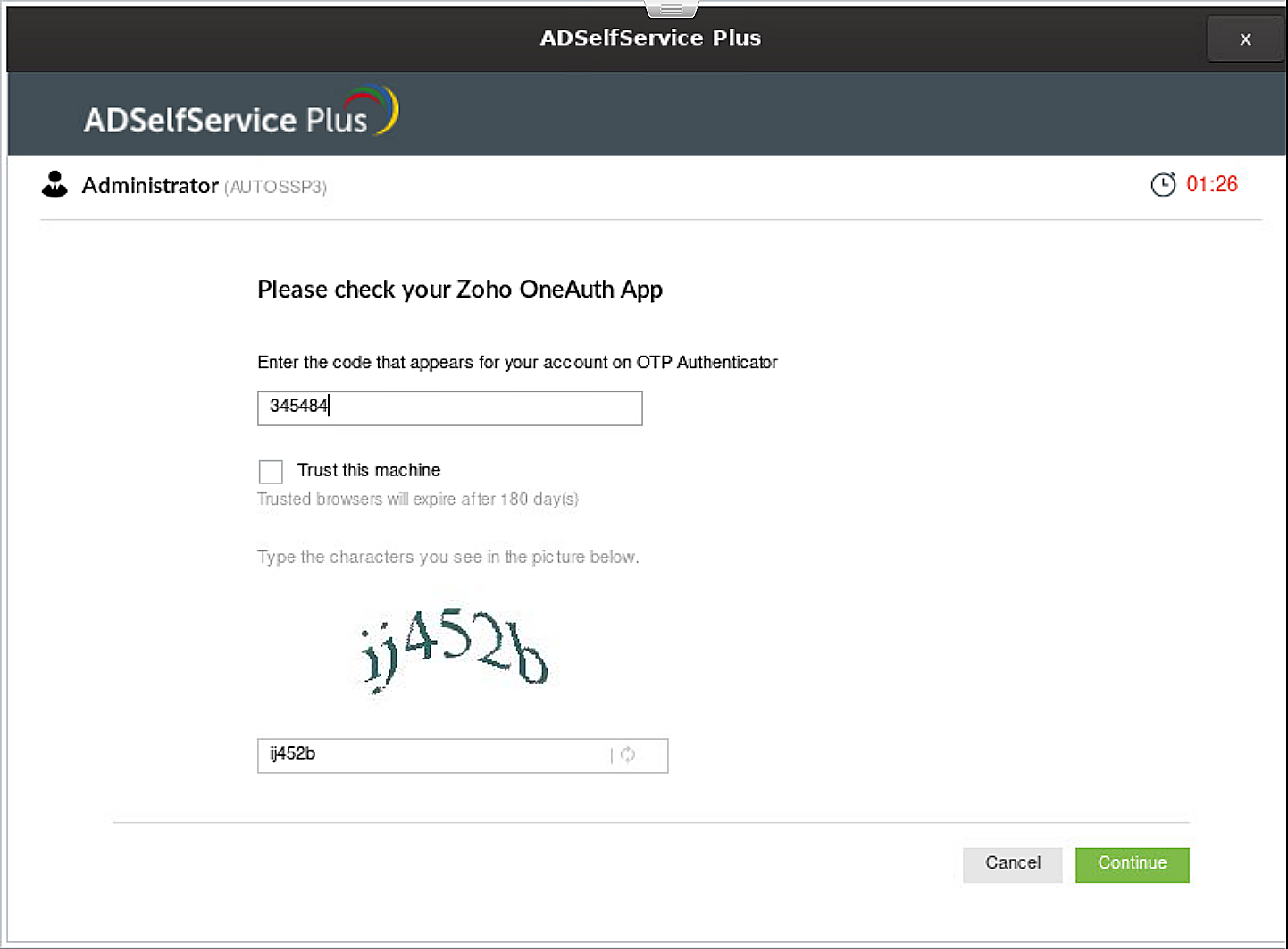 Self Service Password OTP Authenticator
