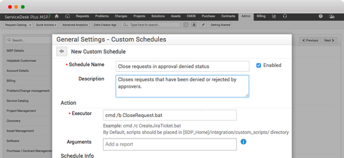 Custom schedules