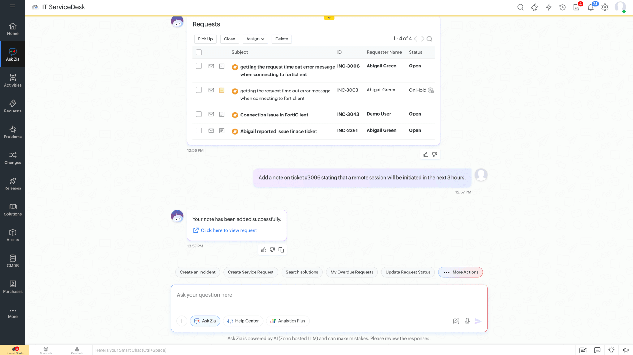 Zia ticket automation