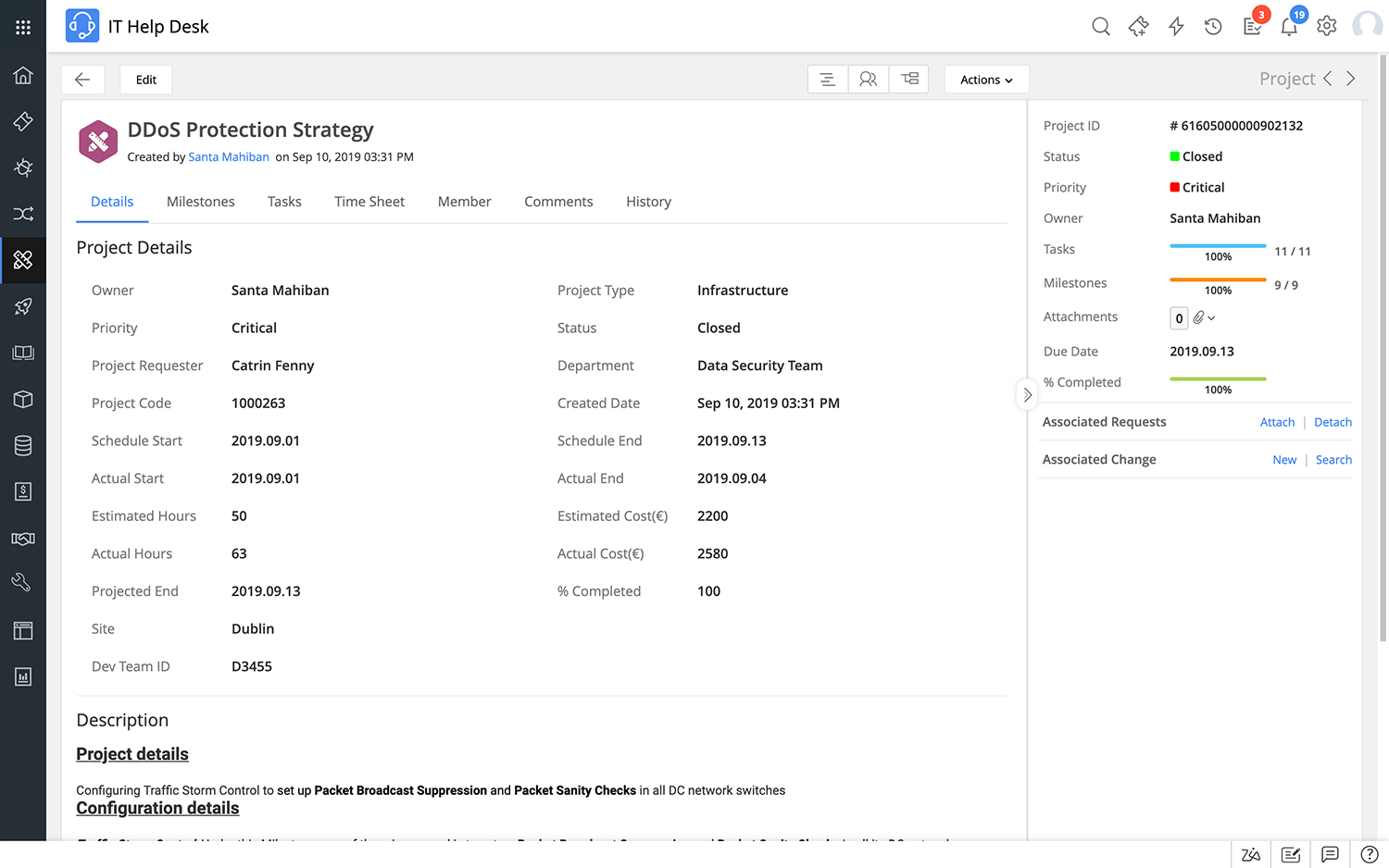 View the status of multiple IT projects in a single console task management software