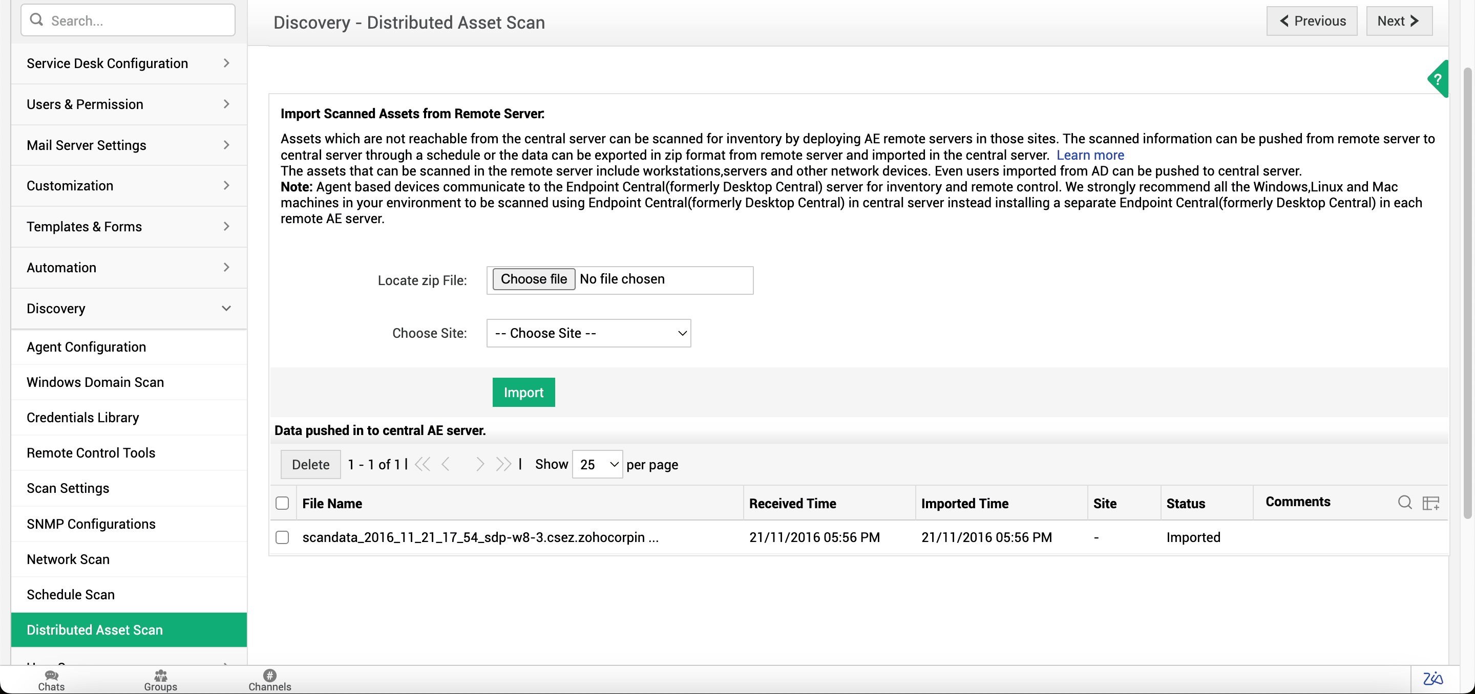 Distributed Asset Scan with remote server