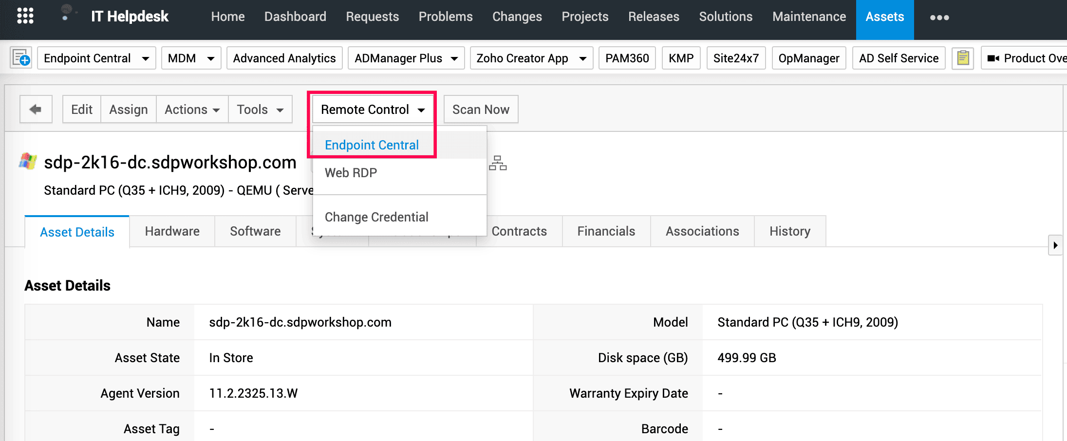 Remote control via unified asset agent