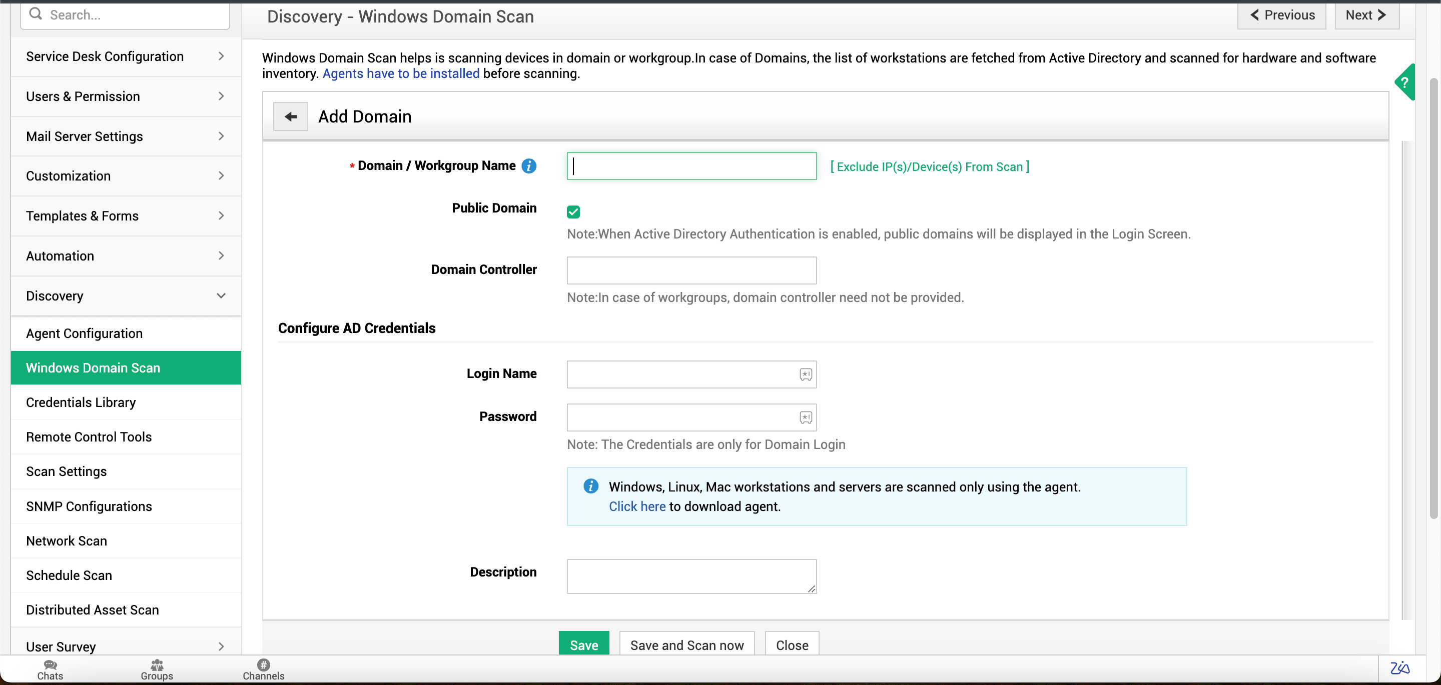 Windows Domain Scan for IT inventory