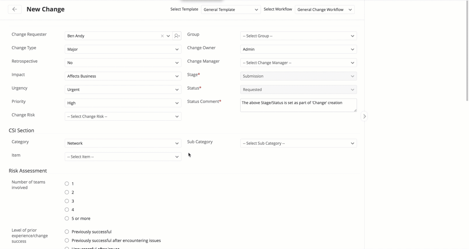Change risk questions