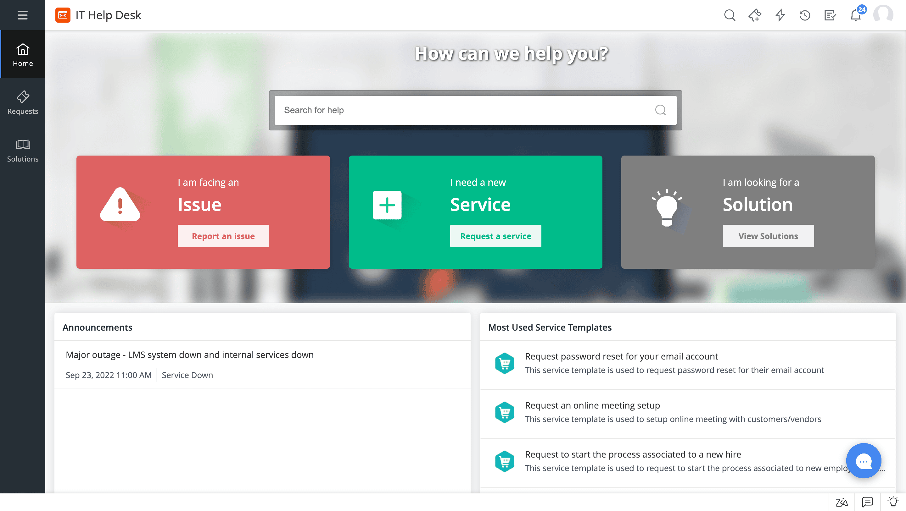 Self service portal in esm