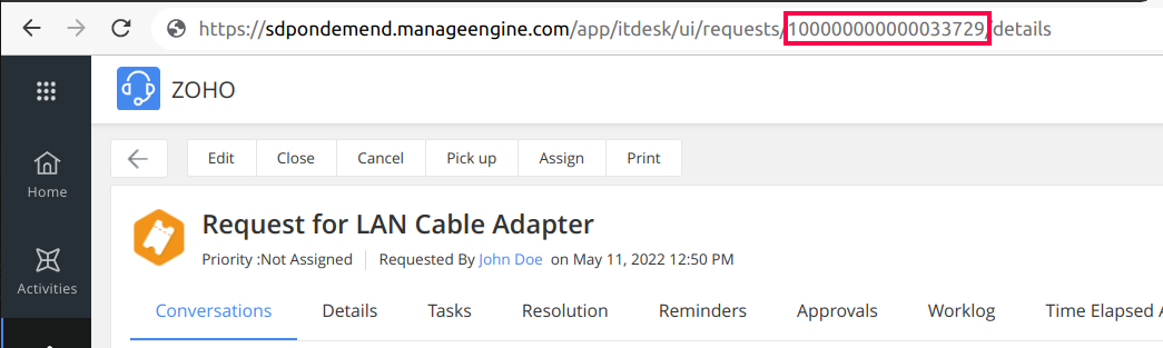 Identifier in URL